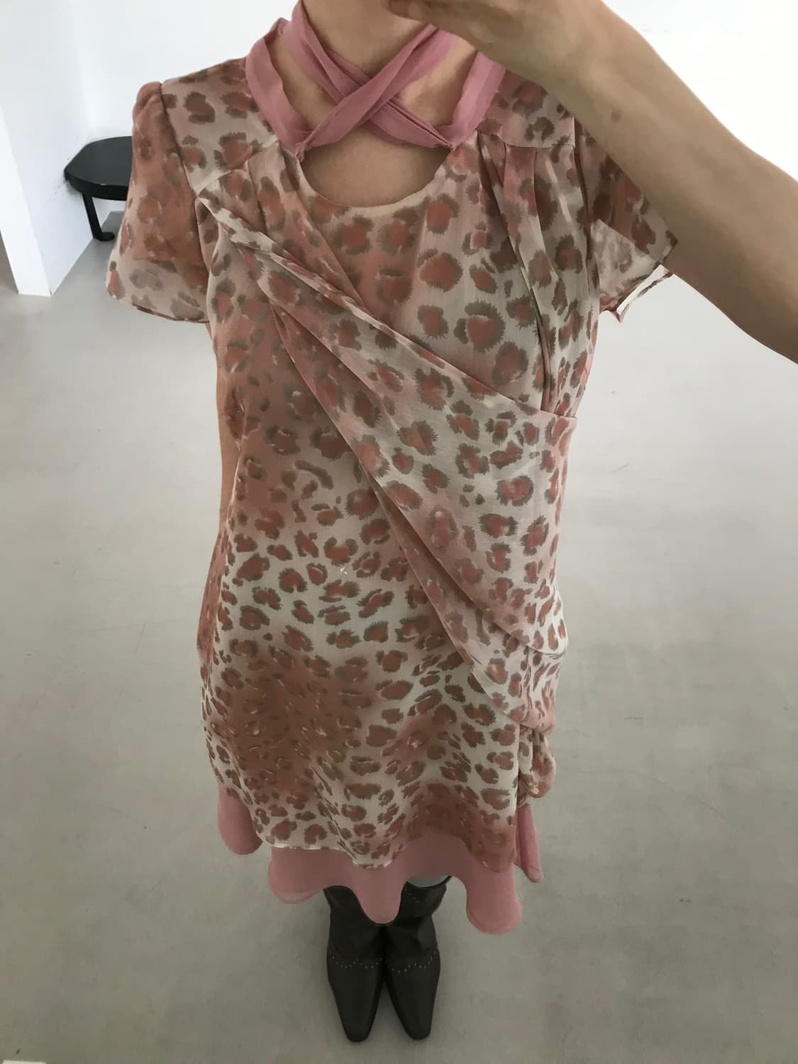 vintage pink scarf one-piece 상품이미지1
