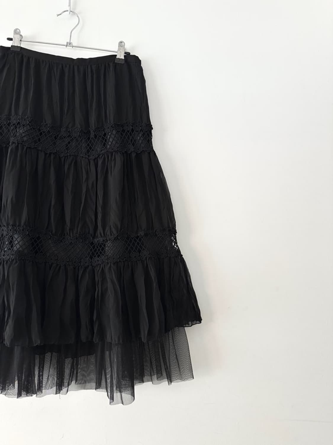 Embroidery slit net mix skirt 상품이미지2
