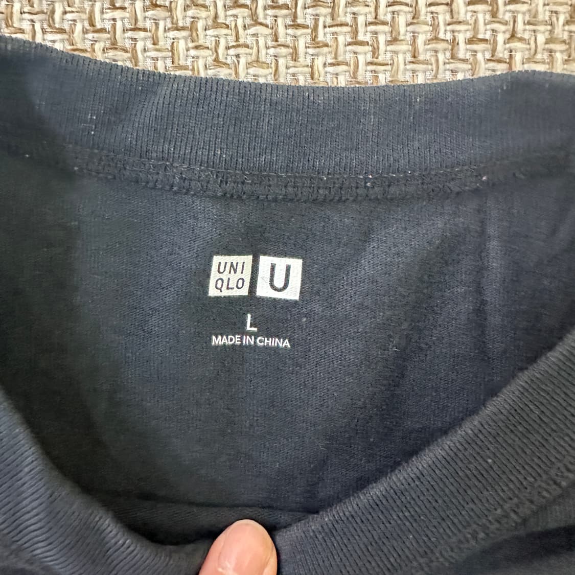 L 유니클로 블랙 크루넥 티셔츠 0330D 상품이미지2