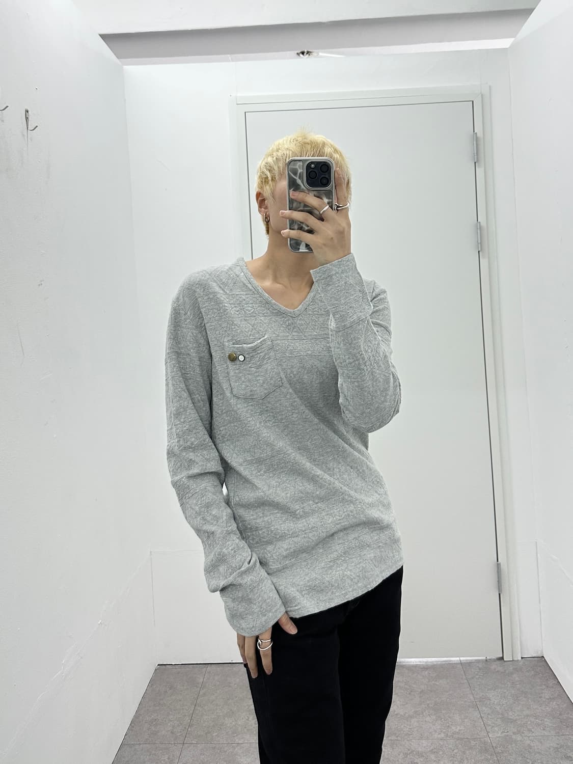 PINC PONC v neck geometric knit sleeve 상품이미지1