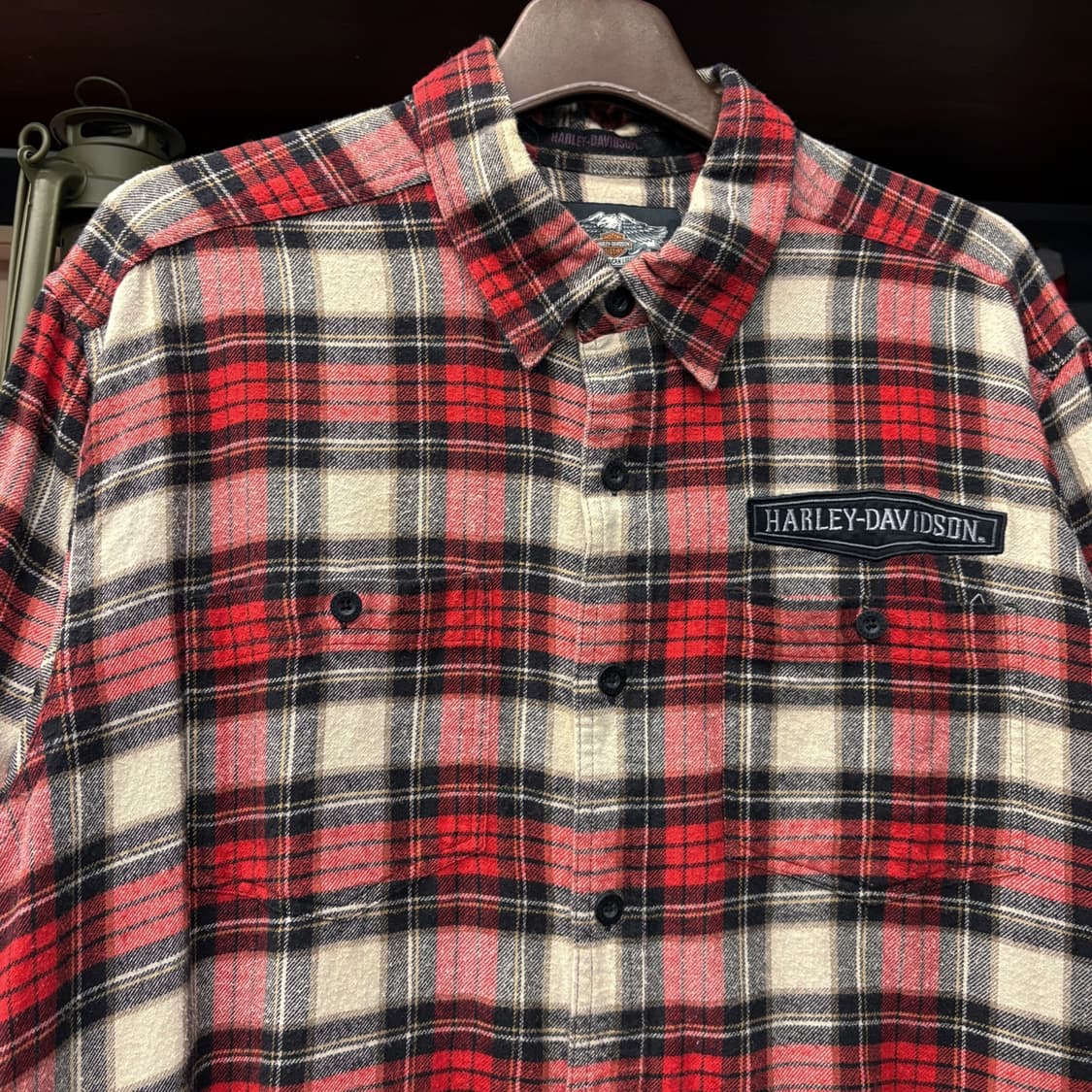 00s 할리데이비슨 플래드체크 플란넬 워크셔츠 로고패치 N738 상품이미지3