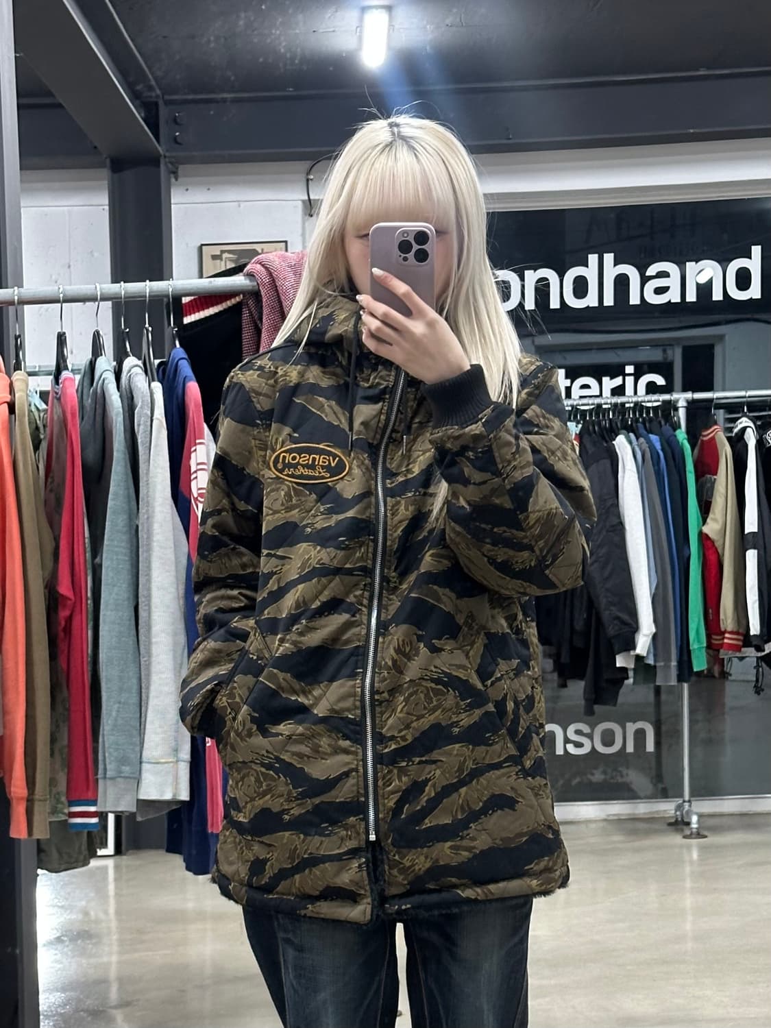 벤슨 리버시블 카모 퍼 자켓 상품이미지1