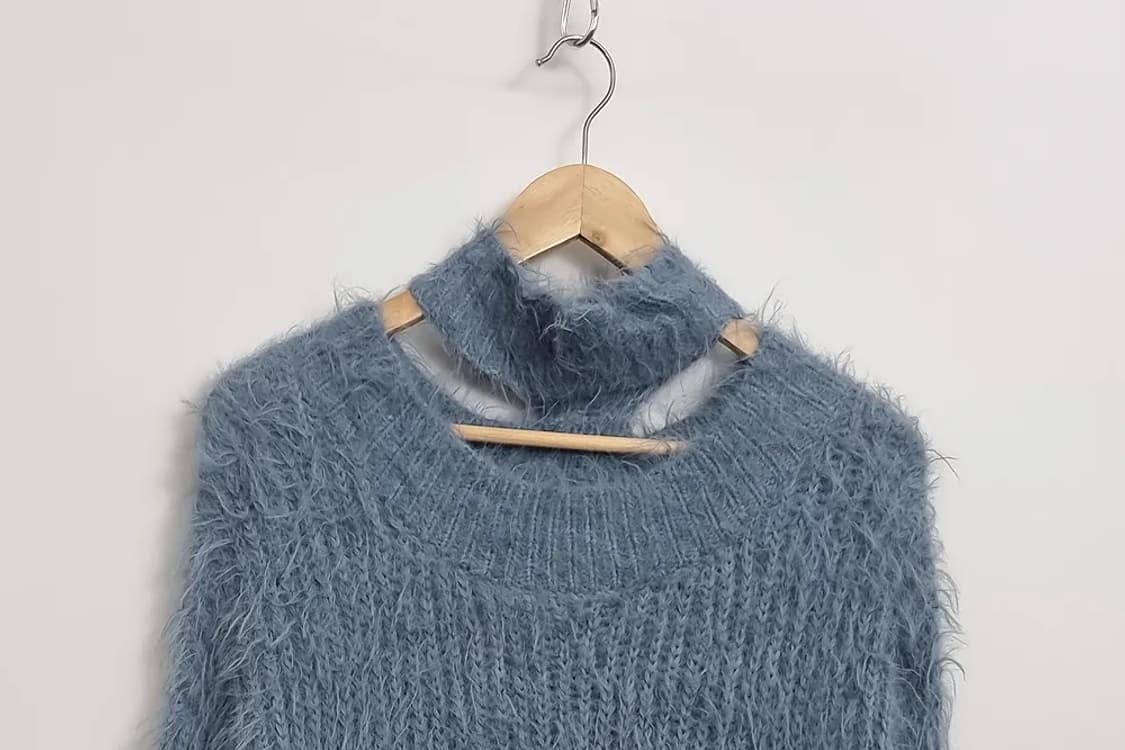 JPN 빈티지 블루 하이넥 루즈핏 니트 상품이미지3