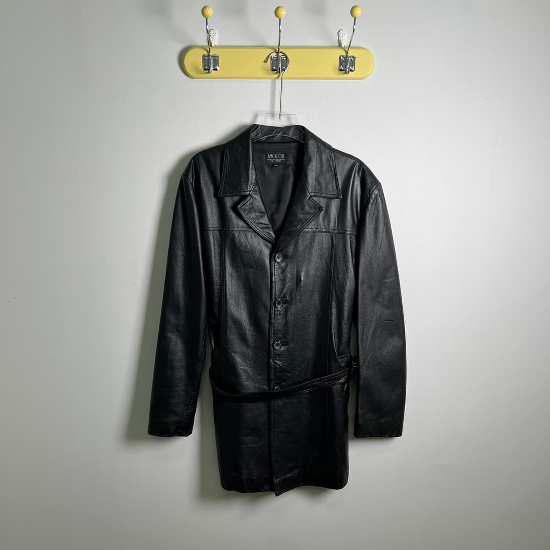 EMOTION 빈티지 블랙 소가죽 벨티드 자켓 100 상품이미지1