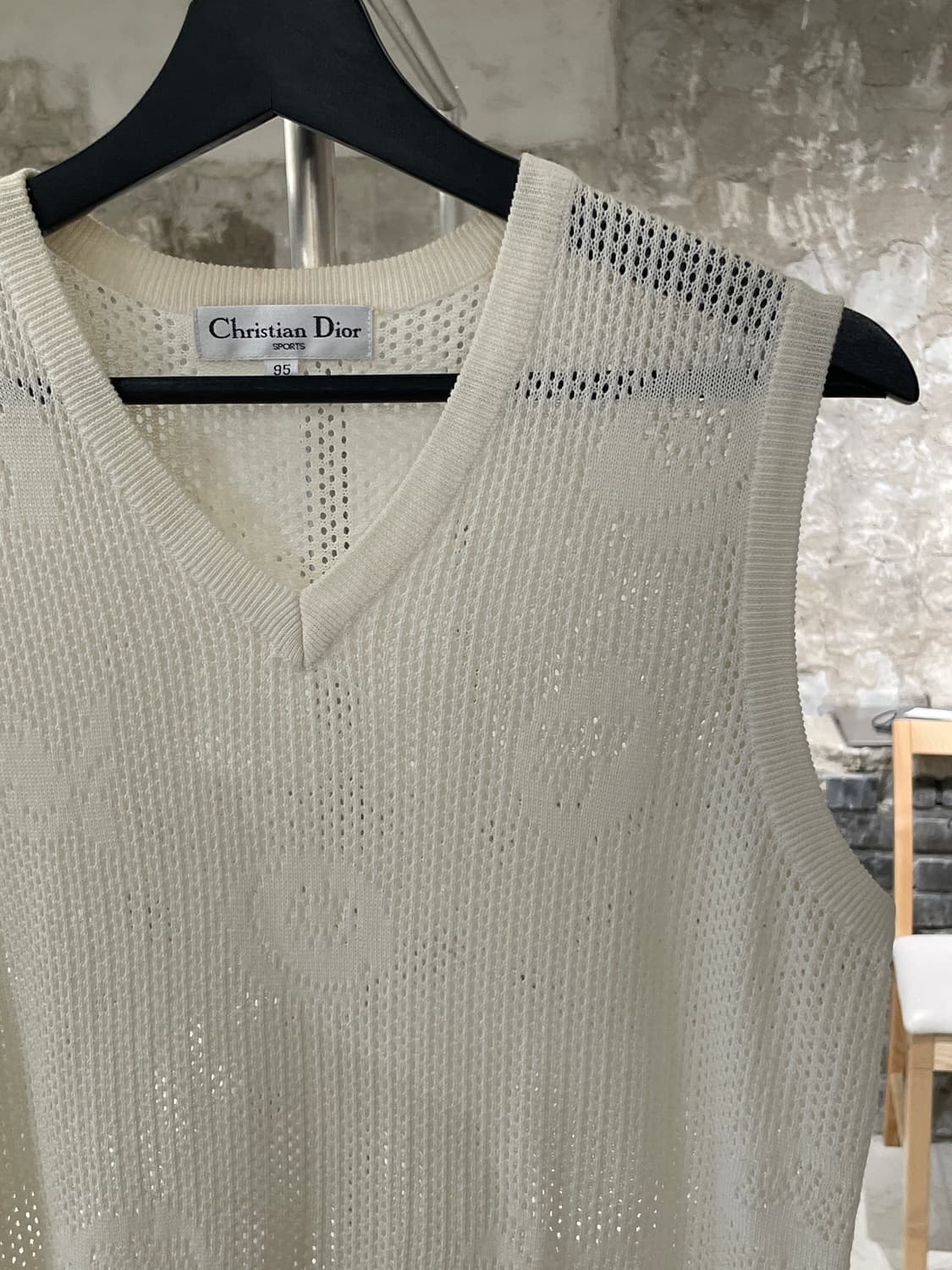 크리스찬 디올 스포츠 크림 V넥 메쉬 아크릴 베스트 상품이미지3