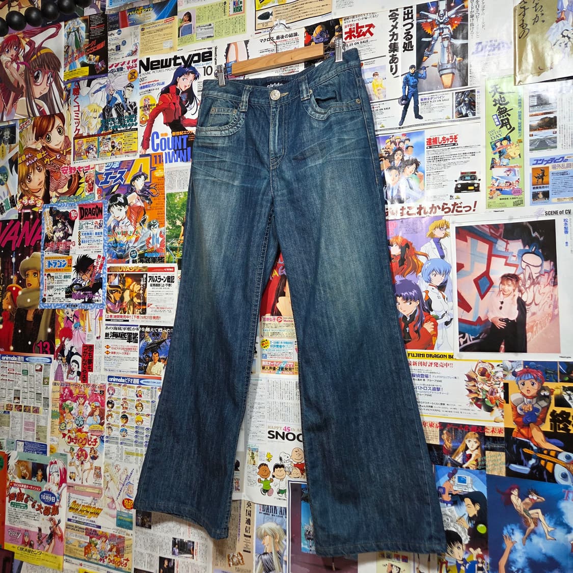 빈티지 워싱 백포켓 와이드 부츠컷 데님 팬츠 상품이미지5