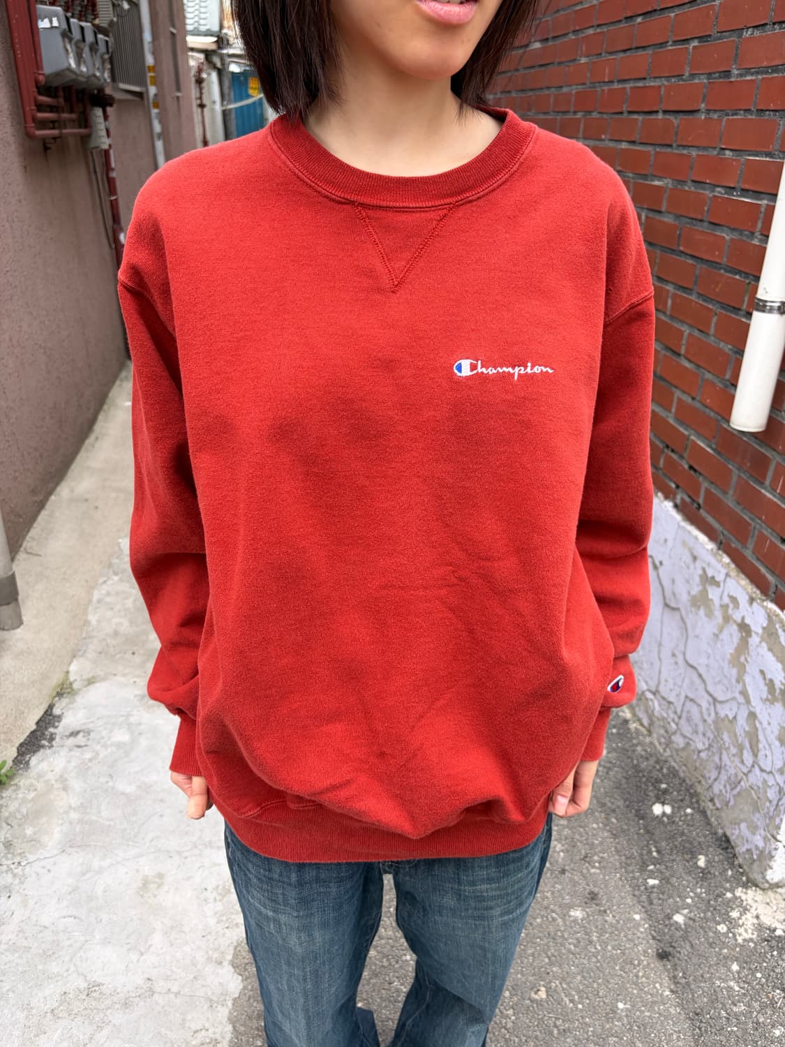 90s Champion 오렌지 스웨트셔츠 XL 상품이미지2