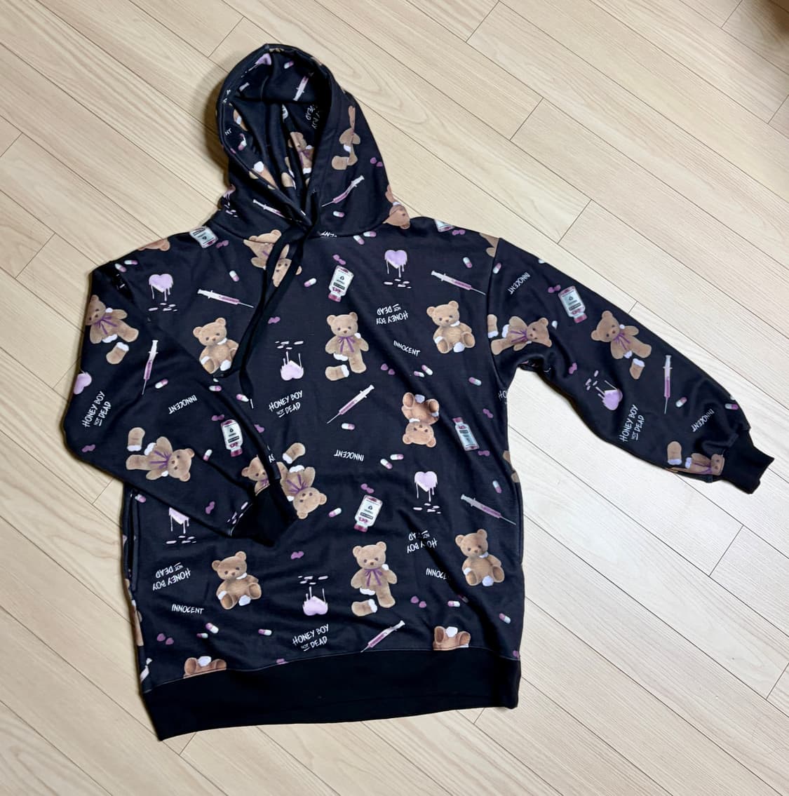 honey cinnamon 지뢰계 곰돌이 폴리 후드티셔츠 상품이미지1