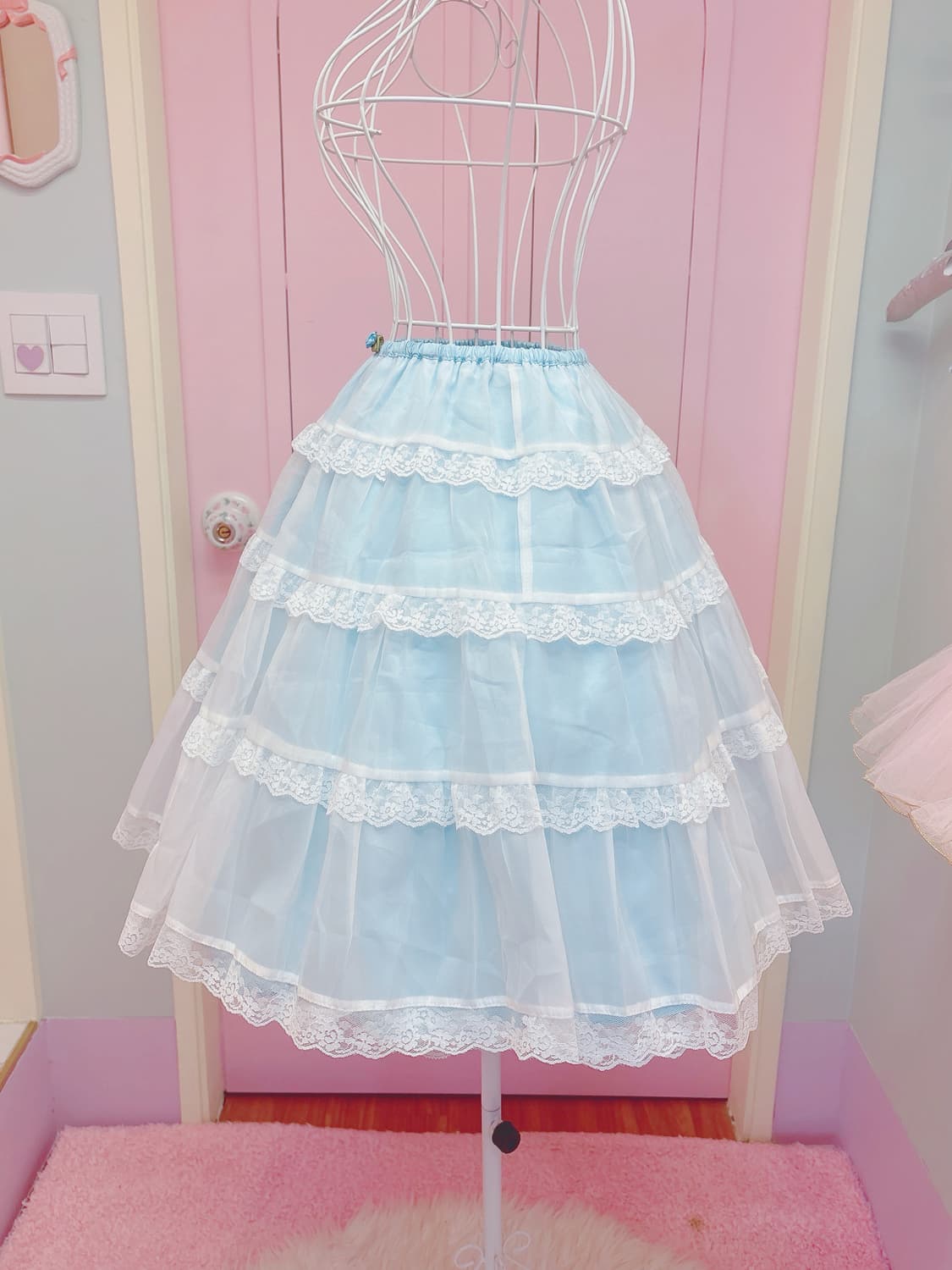 Blue lace rose frill skirt 상품이미지2