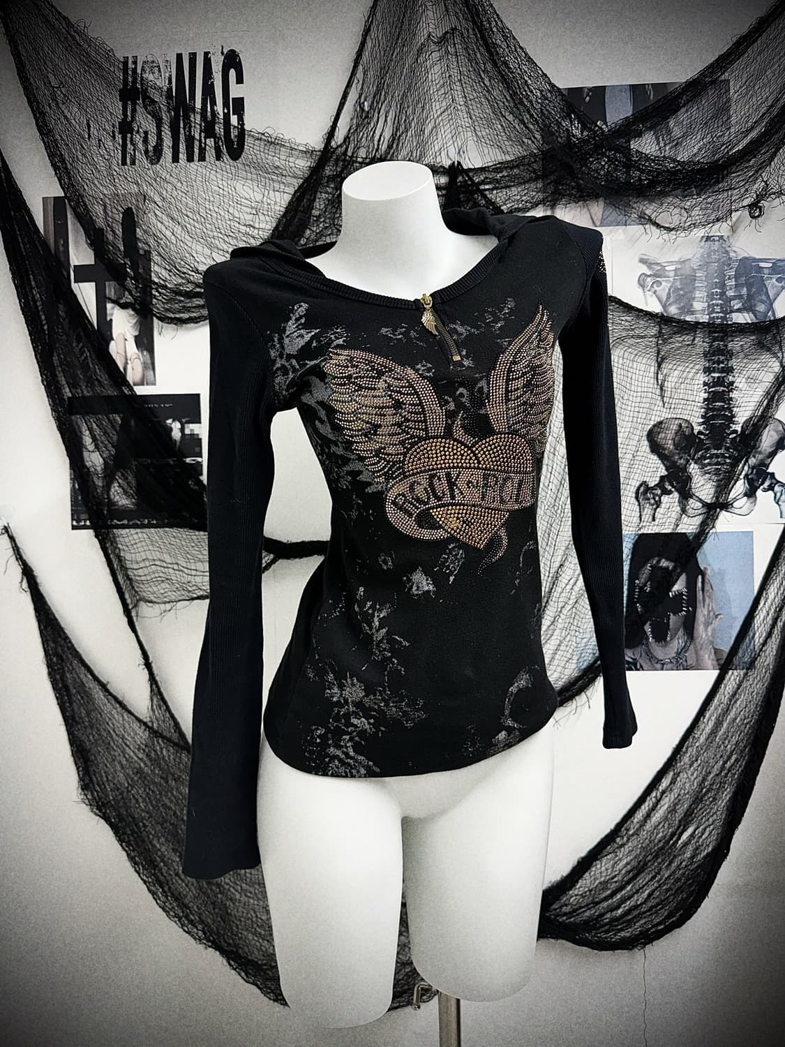 00s beads printing hoodie longsle 상품이미지1