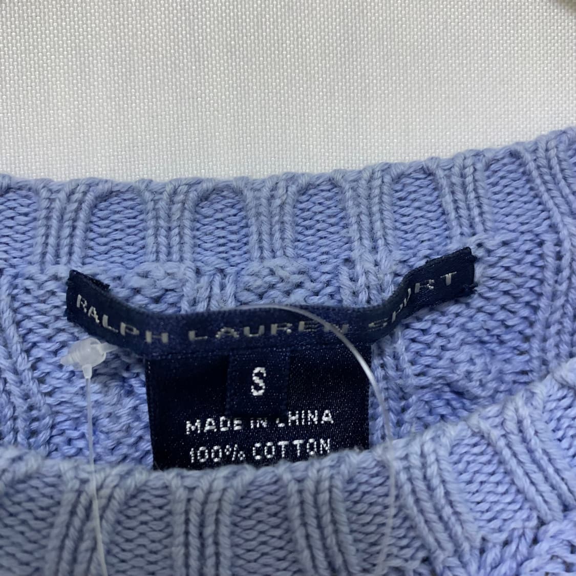 폴로 랄프로렌 빈티지 꽈배기 케이블 니트 스웨터 소라 블루 S 크롭 상품이미지6