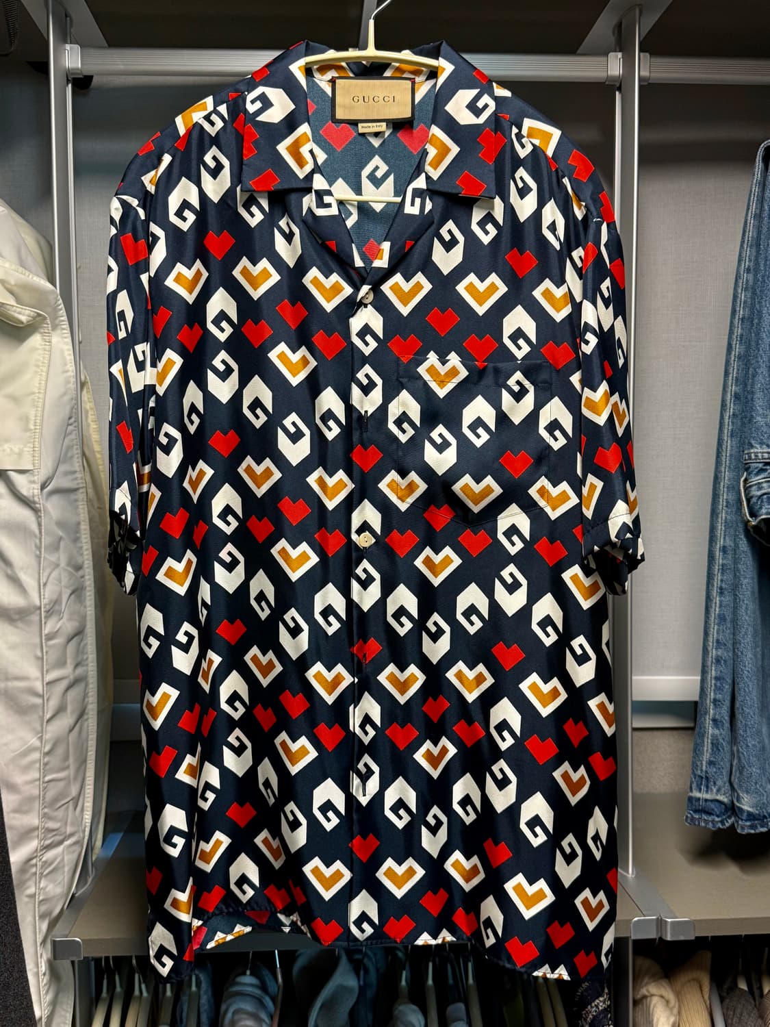 구찌 실크 캠프카라셔츠 새제품 상품이미지1