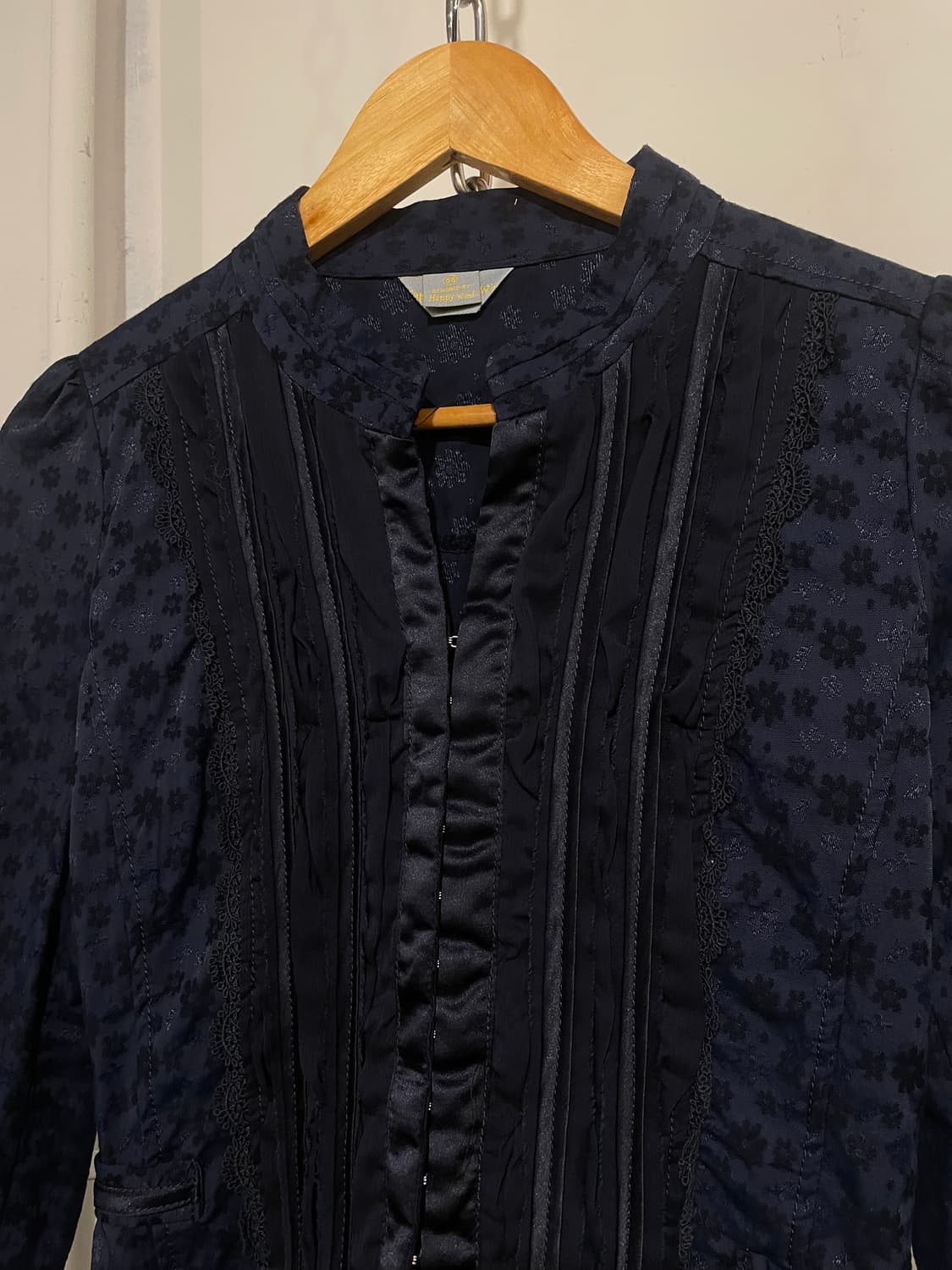 오리엔탈 플라워 자수 레이스 절개 디테일 네이비 자켓 상품이미지4