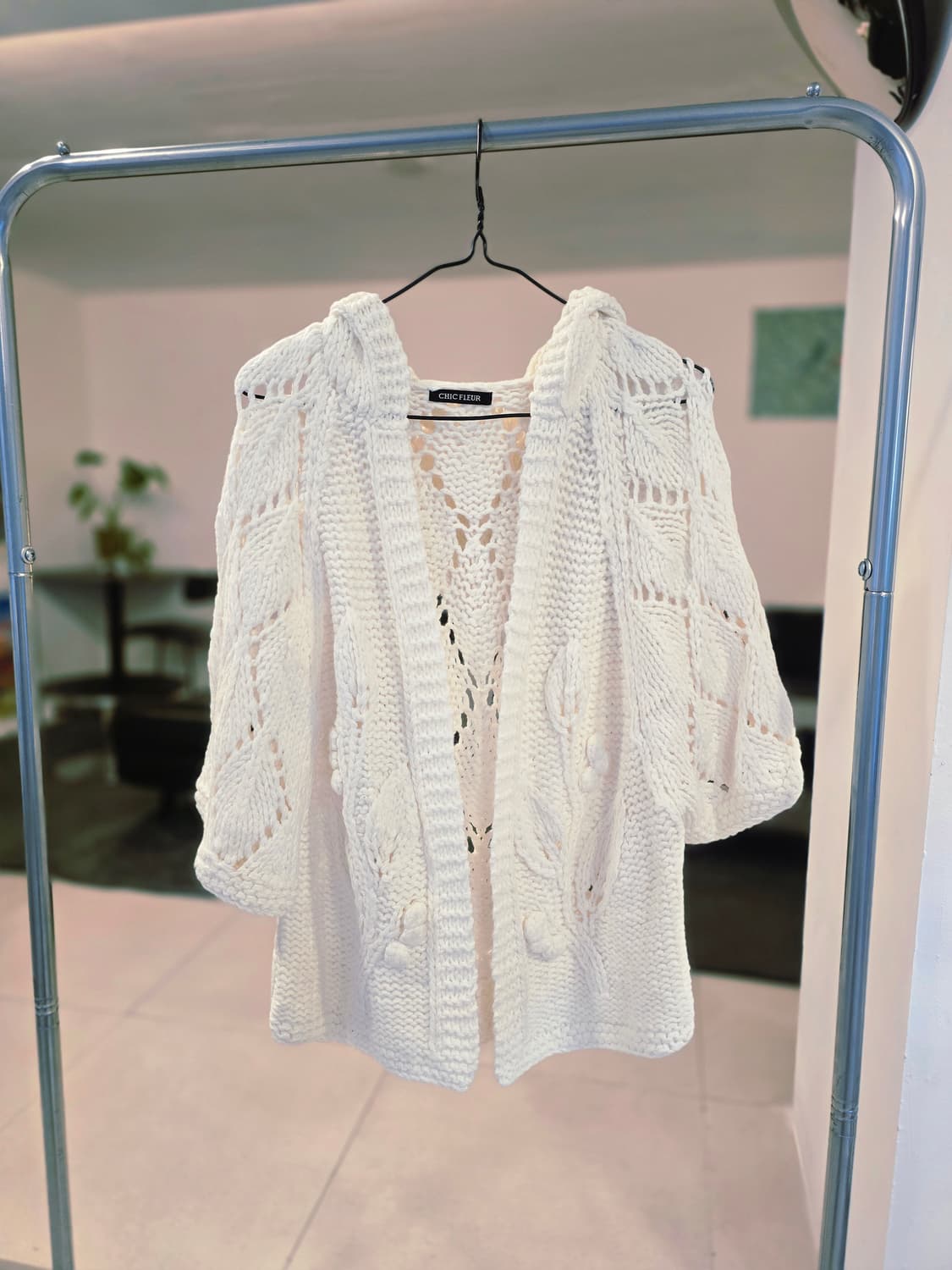 화이트 후드 가디건 상품이미지1