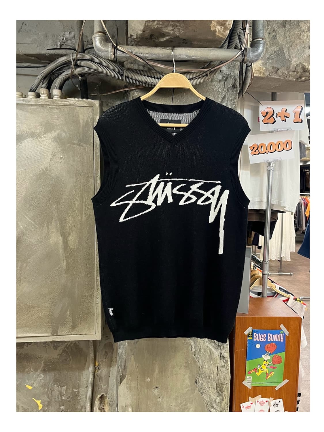 스투시 AU SMOOTH STOCK 니트 베스트 블랙 S #csz3927 상품이미지1