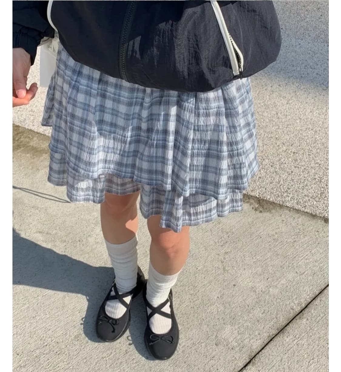 만다린트리 터틀 캉캉 체크 미니 스커트 블루 상품이미지2