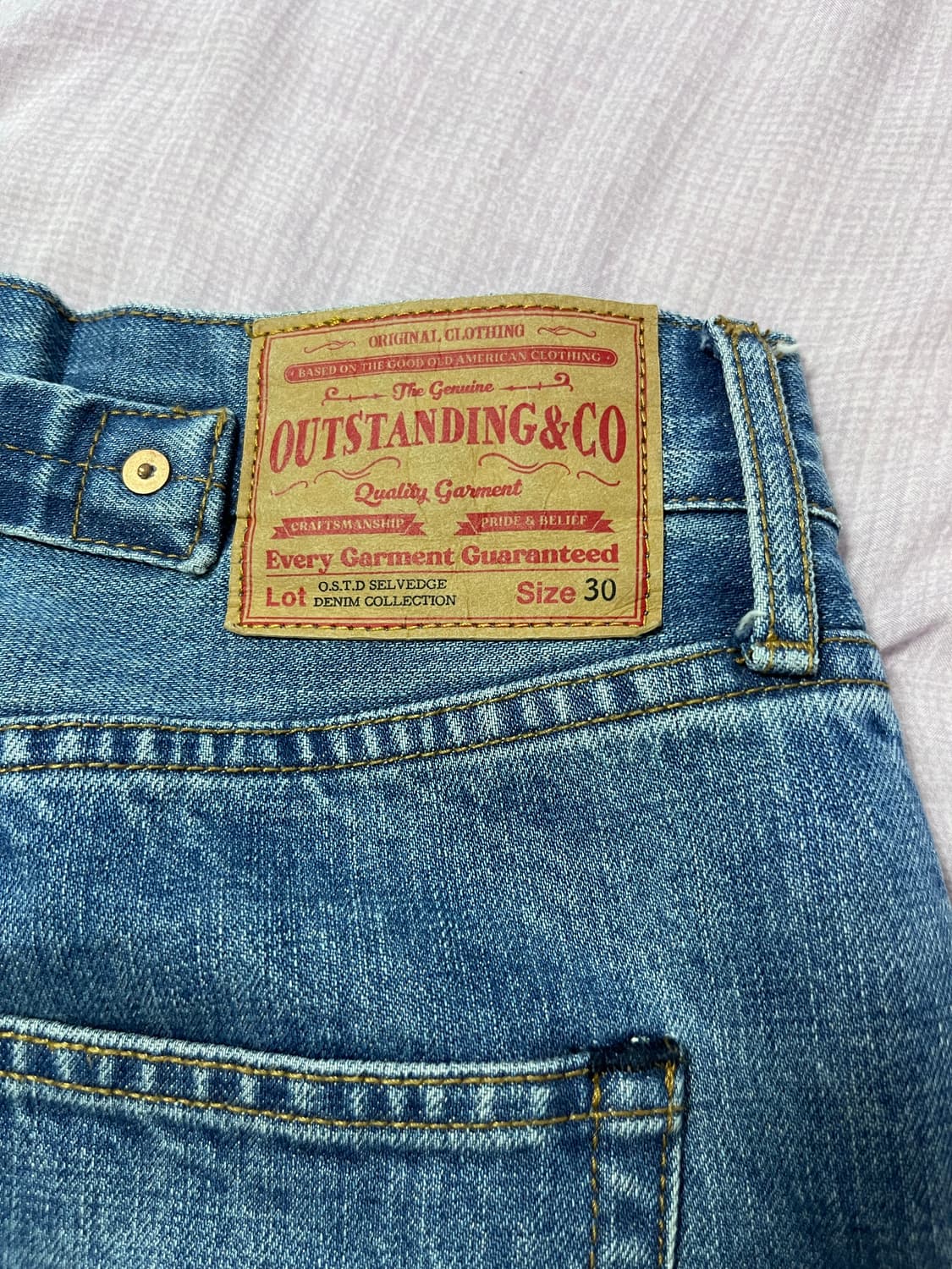 아웃스탠딩 30s 셀비지 데님 팬츠 라이트 블루 상품이미지5