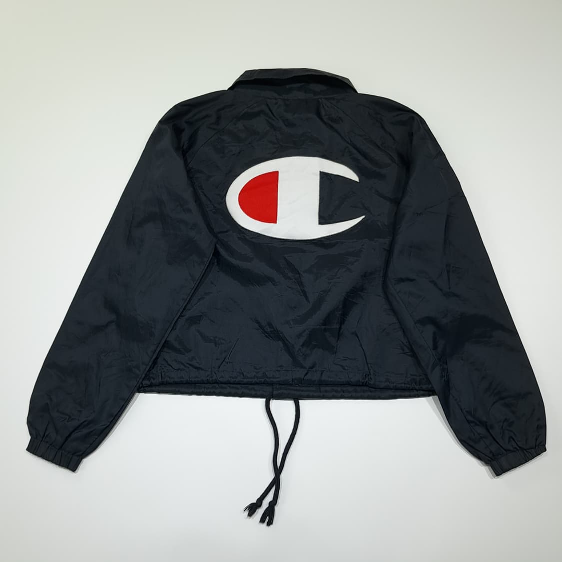 CK065 FREE 챔피온 빅로고 스트링 블랙 크롭 바람막이 코치 자켓 상품이미지6