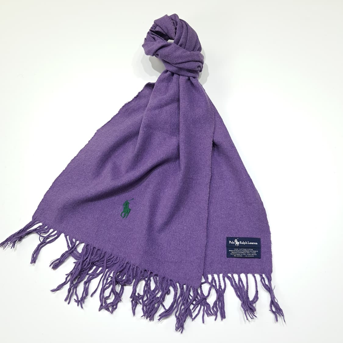 MX503 폴로 90s 프랑스판 코튼 포니자수 퍼플 머플러 목도리 상품이미지2