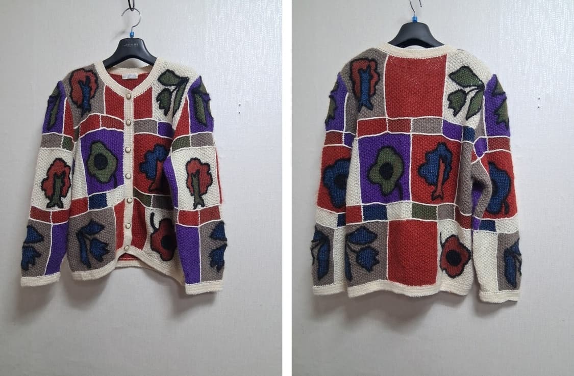 일본빈티지 Anpulr super 입체뜨게 크로셰 폼폼 뜨게울니트가디건  상품이미지3