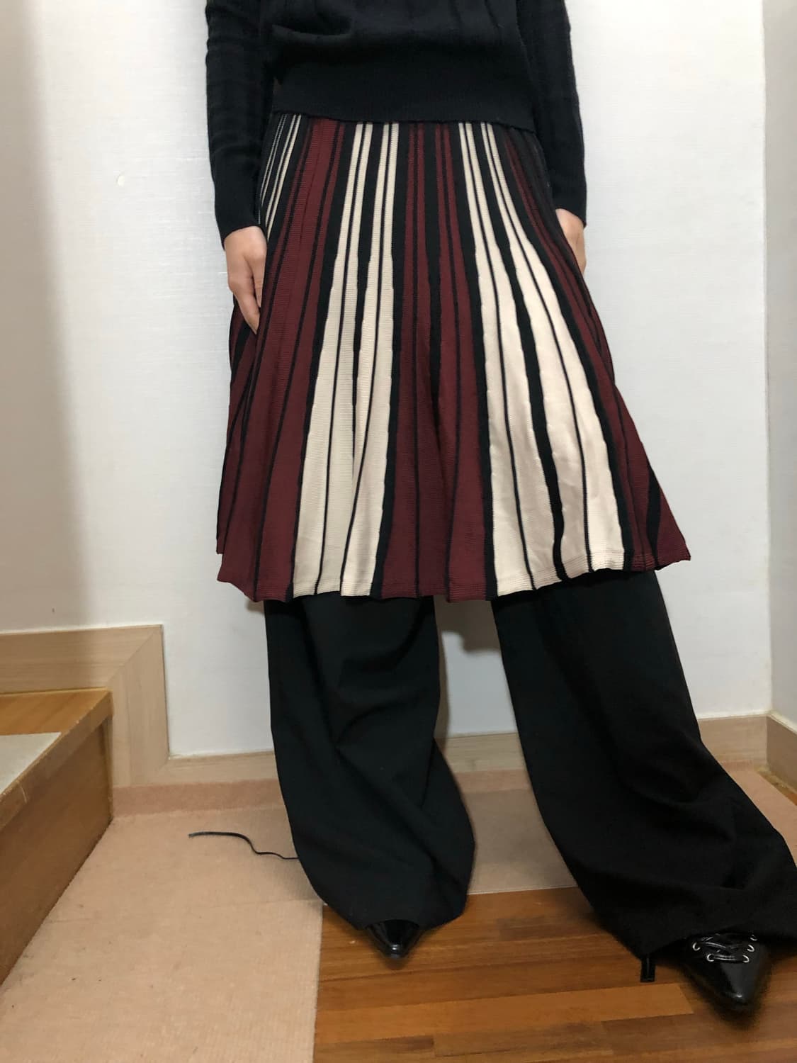 빈티지 컬러 믹스 스트라이프 스커트 상품이미지2