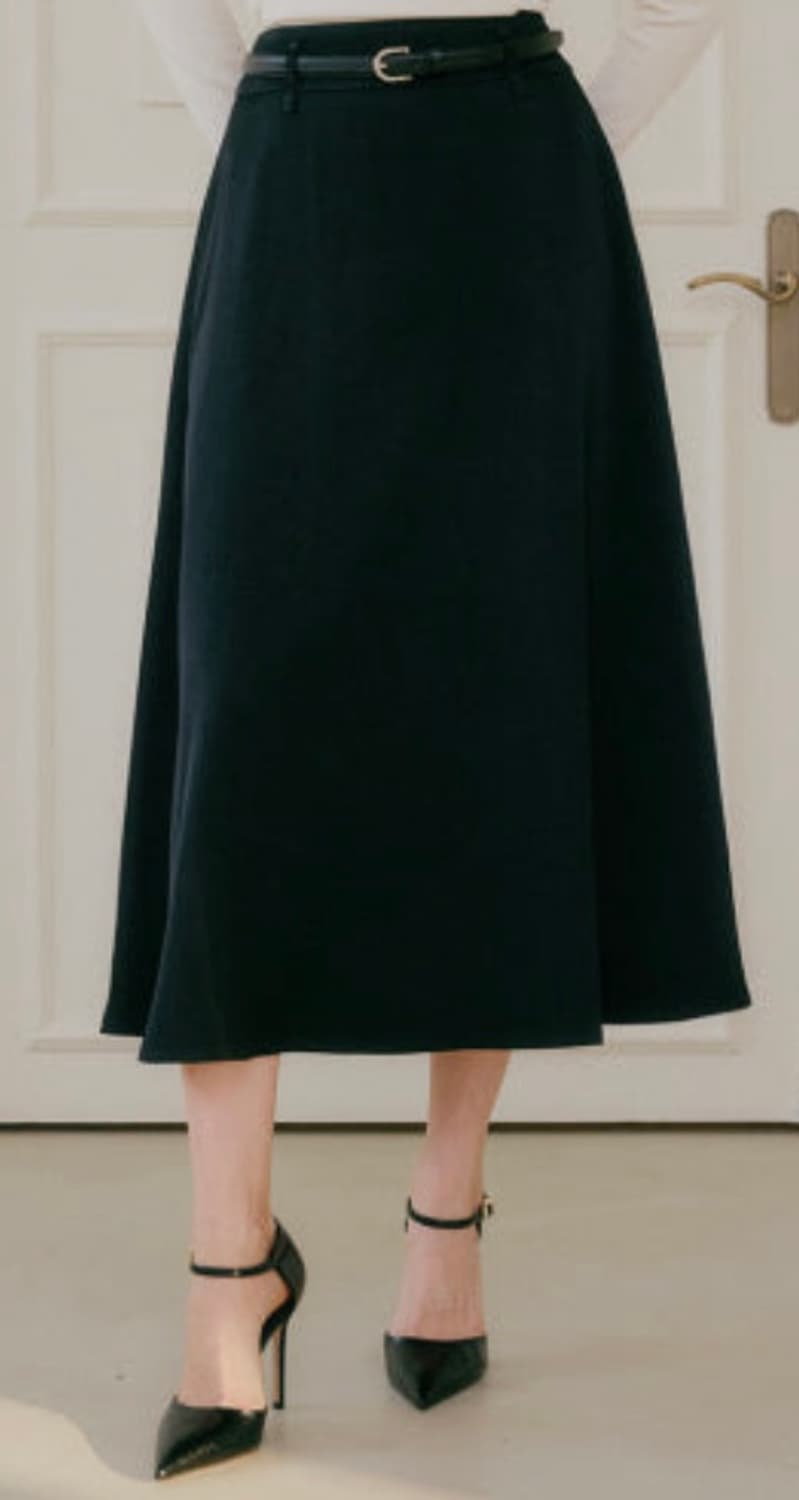 룩캐스트 울 핀턱 롱스커트 (black) m 상품이미지1