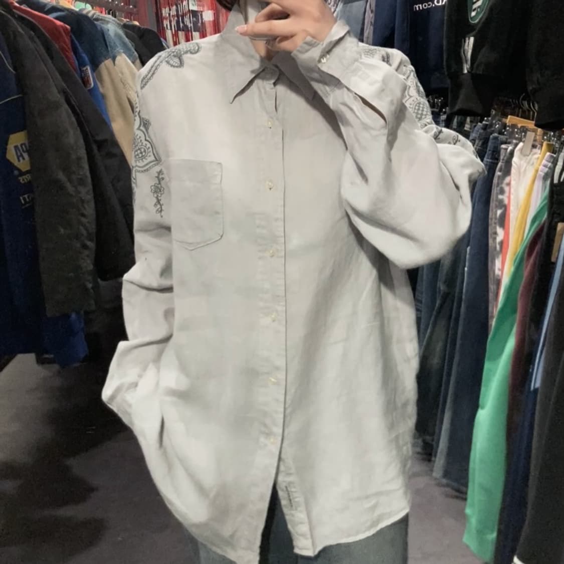 [IM] vtg 그레이 패턴 셔츠 상품이미지4