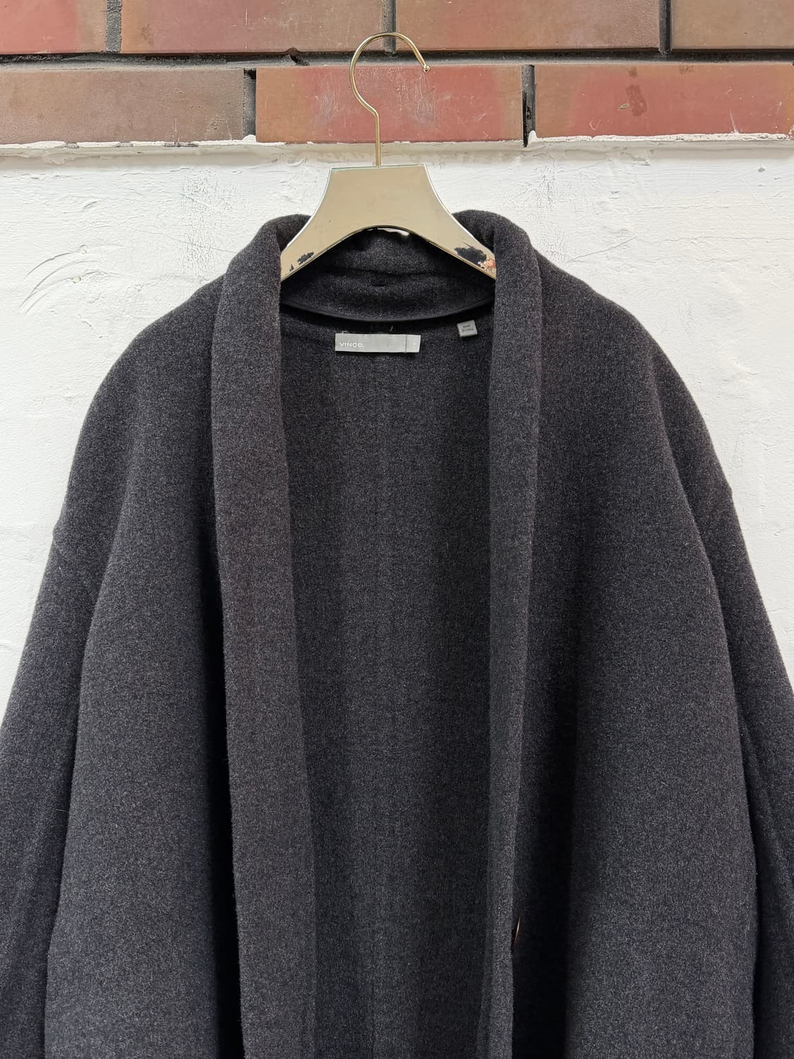 Vince 노카라 울 블렌드 롱라인 코트 S 상품이미지5