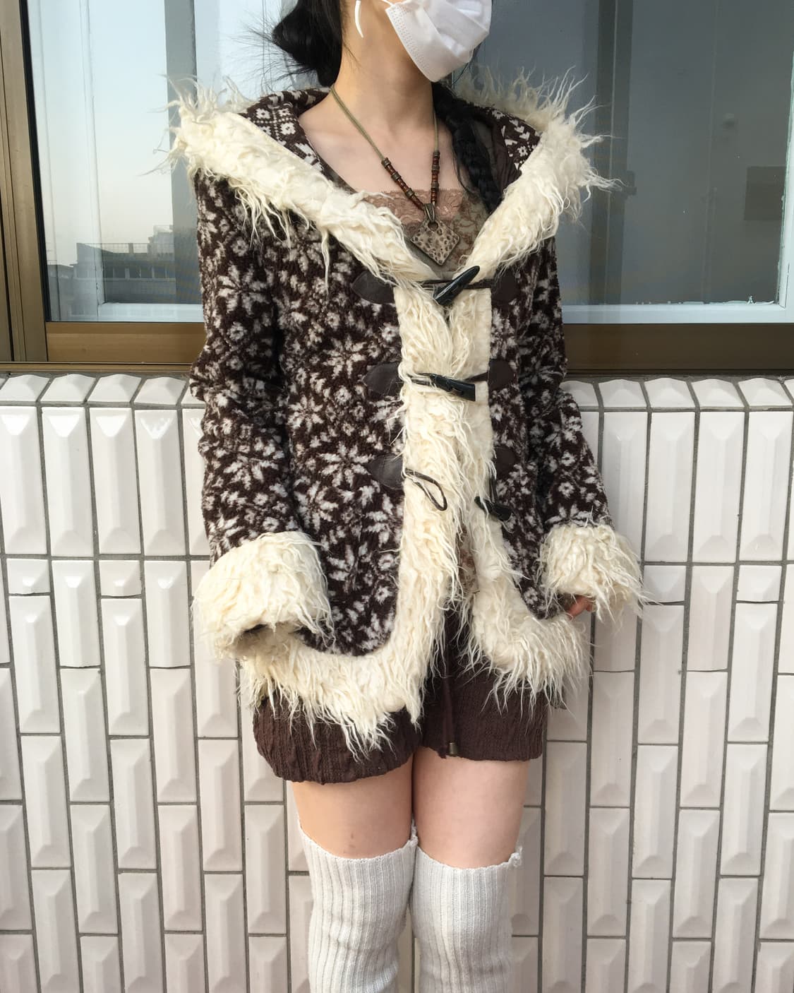 Fluffy trimming snow pattern fleece duff 상품이미지10