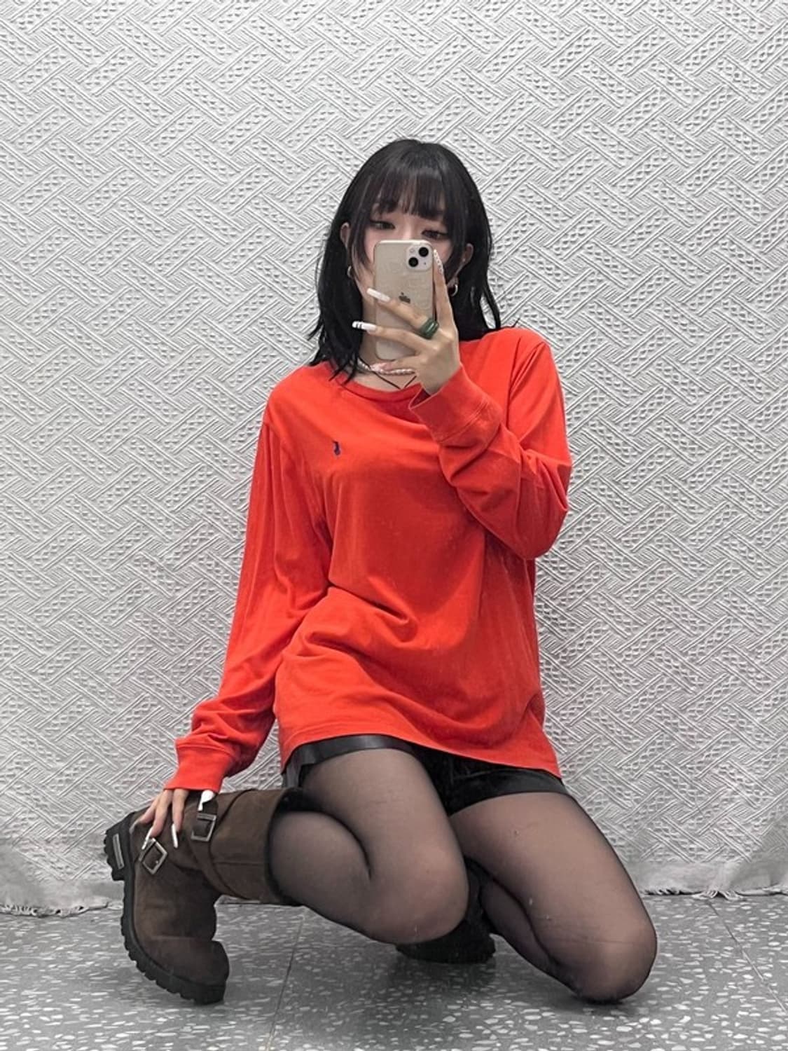 폴로 랄프로렌 Y2K 레트로 여리핏 오렌지 롱슬리브 XL C11025 상품이미지1