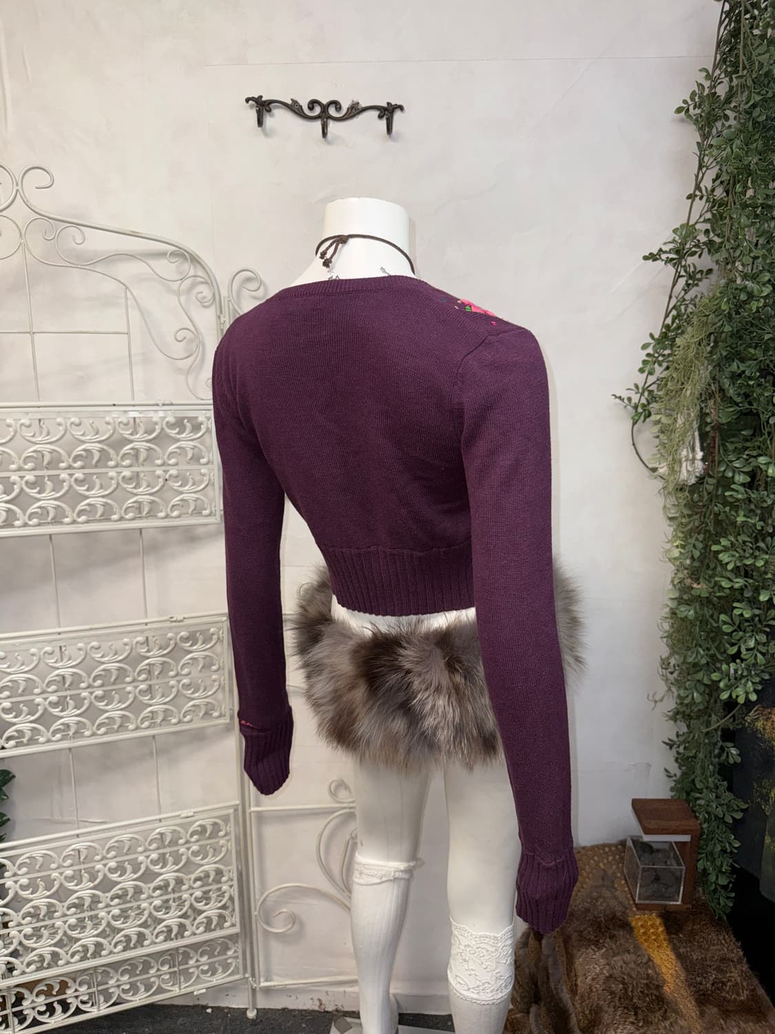 DKNY deep purple fairy beads wrap 가디건 상품이미지2