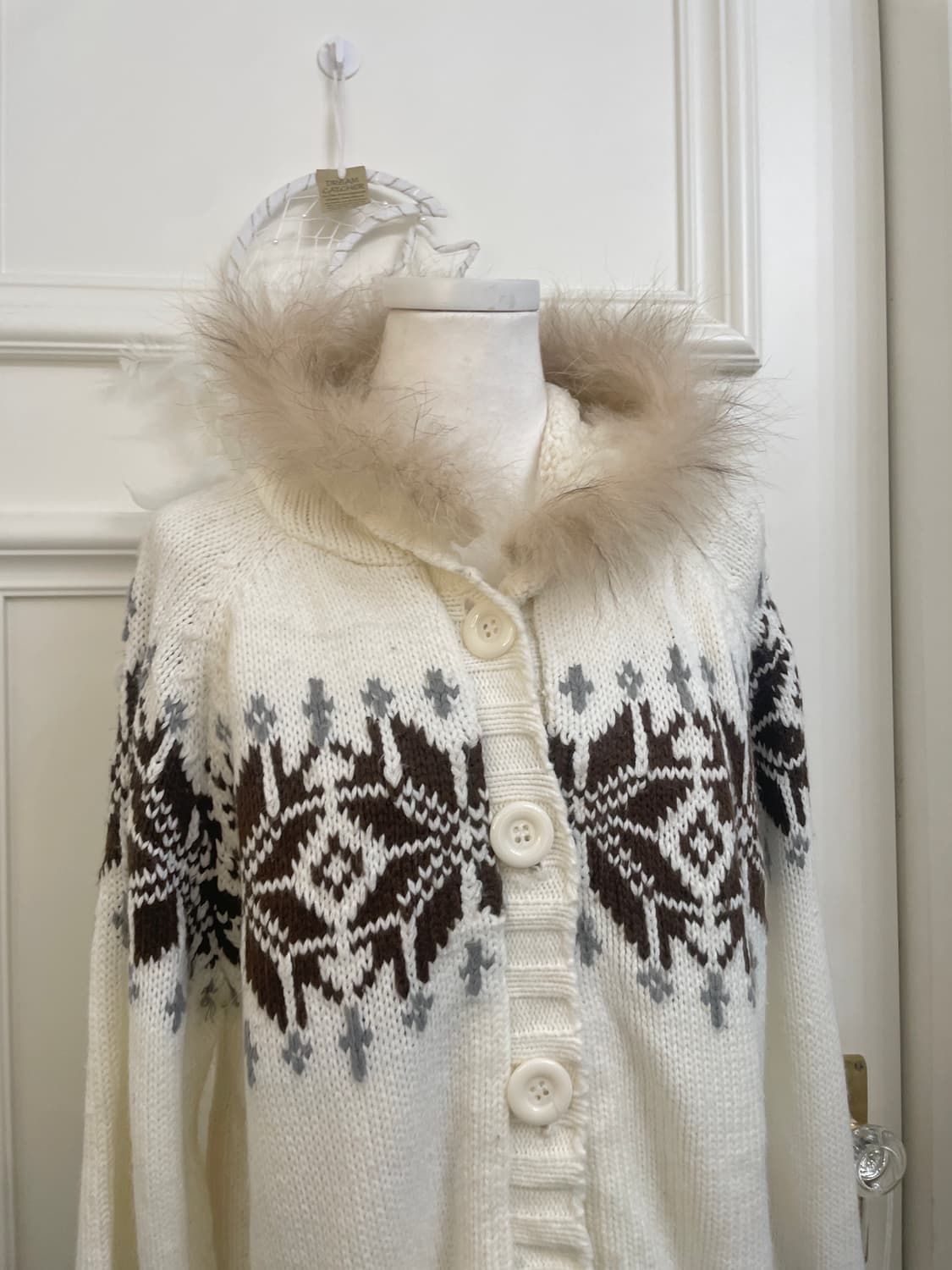 ivory nordic fur hoodie long cardigan 상품이미지6