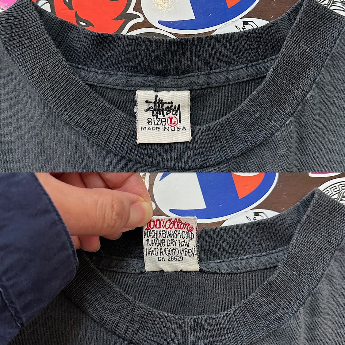 90s USA 올드 스투시 페이디드 롱슬리브 티셔츠 L 상품이미지10