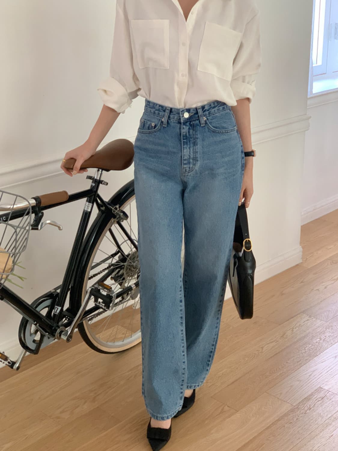 어베인 레스 중청 세미 와이드 데님 사이즈 s 청바지 상품이미지2