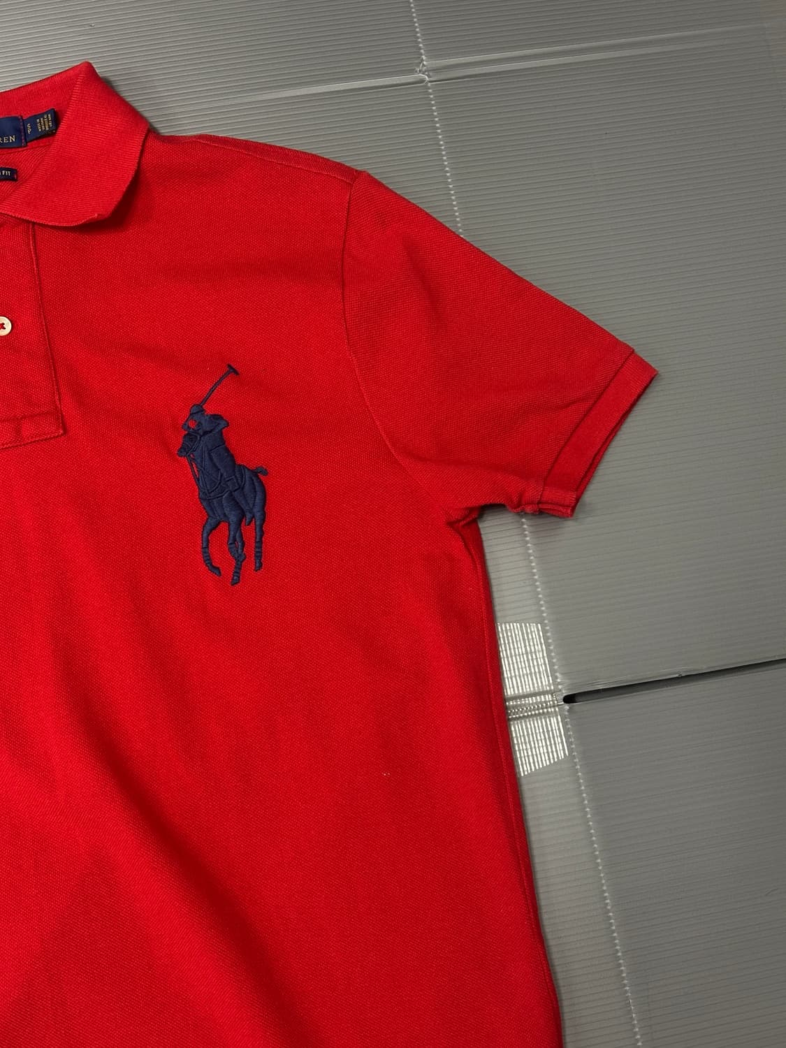 폴로 랄프로렌 빅포니 슬림 핏 반팔 카라티 레드 S 상품이미지3