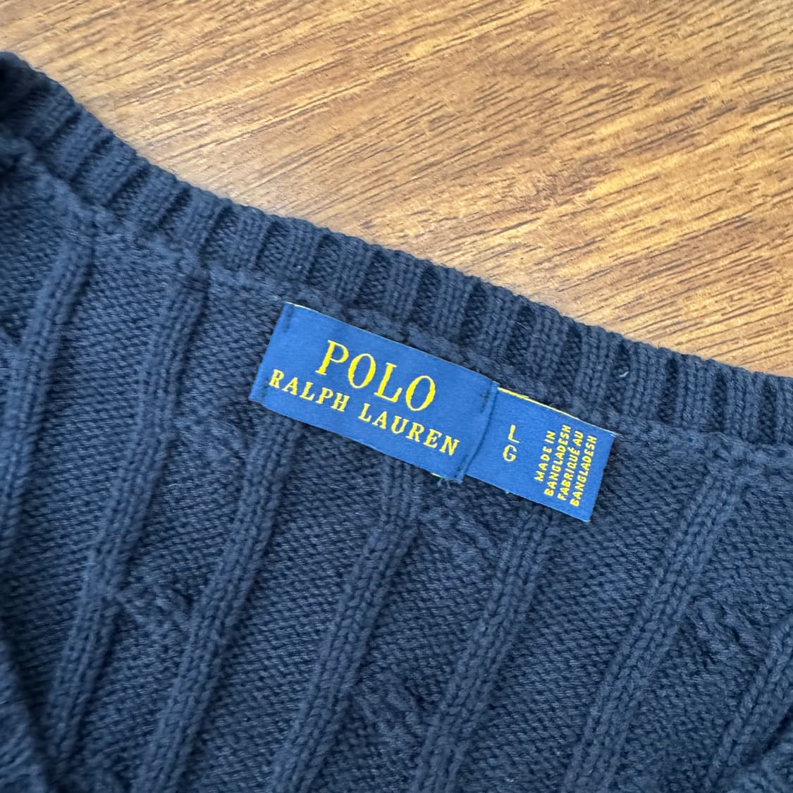 여성용 L 폴로 랄프로렌 네이비 V넥 케이블 니트  상품이미지2