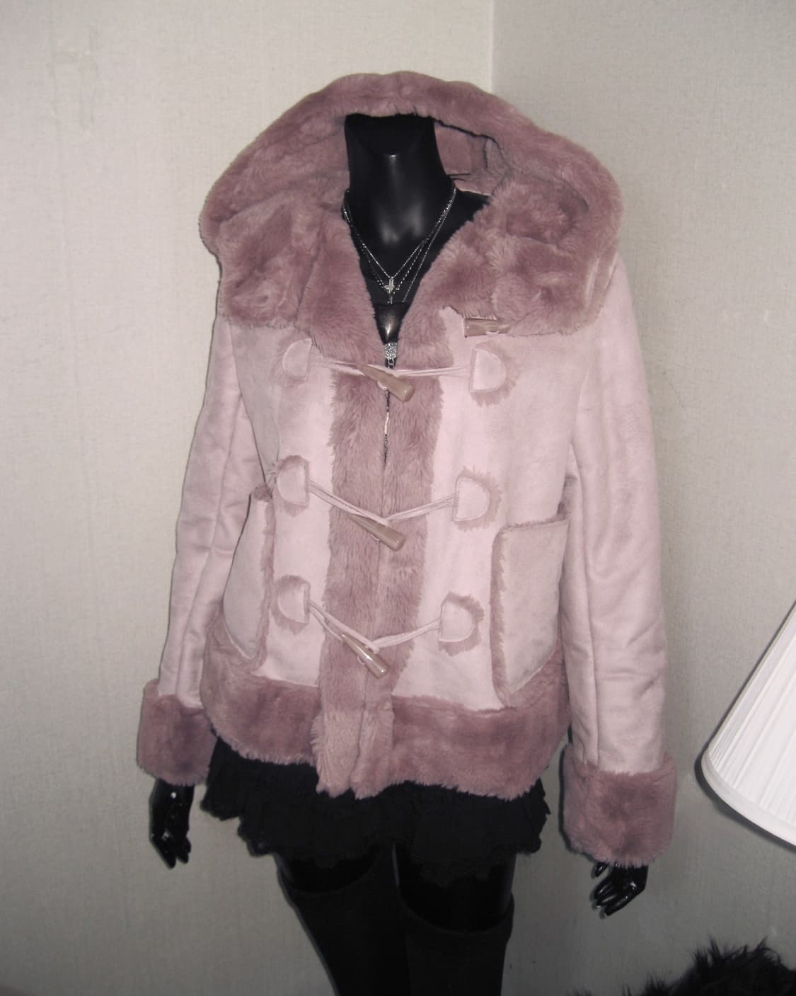 Jpn 핑크 퍼 떡볶이 코트 무스탕 퍼자켓 아우터 히메갸루 떡코 상품이미지5