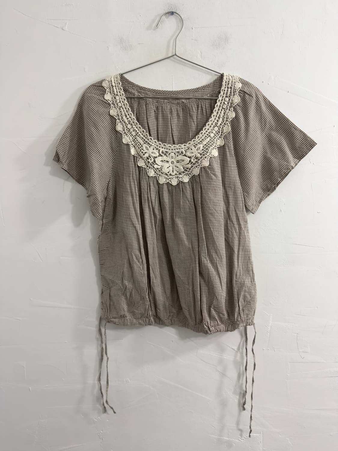 brown check blouse 상품이미지1