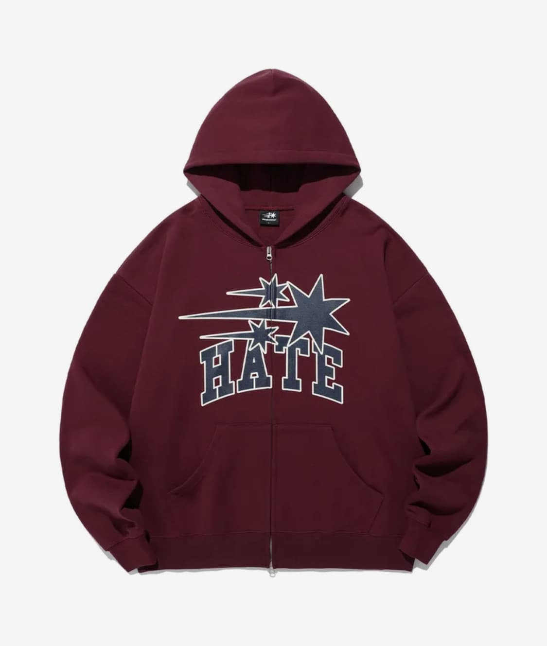 3STARS HATE HOODIE ZIP UP_BURGUNDY 상품이미지1