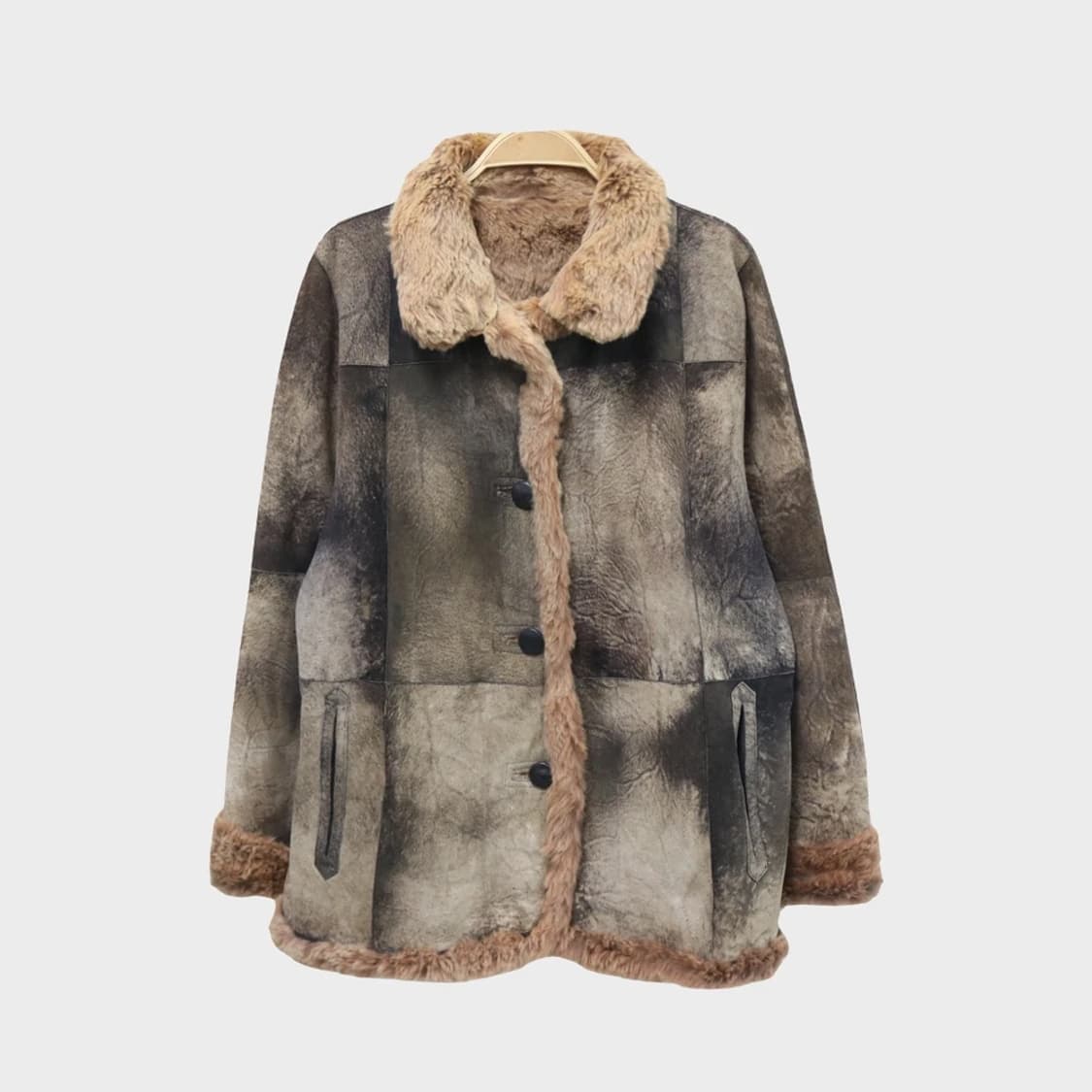 화이트베어 안감 퍼 가죽 패치워크 자켓 61772 상품이미지1