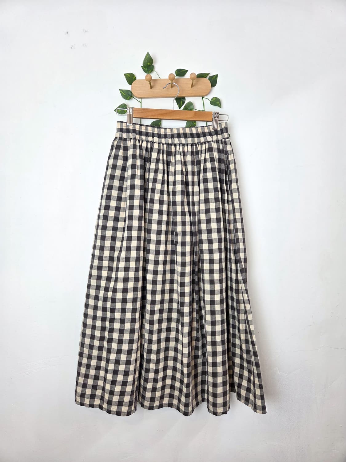 체크 린넨 롱스커트 상품이미지1