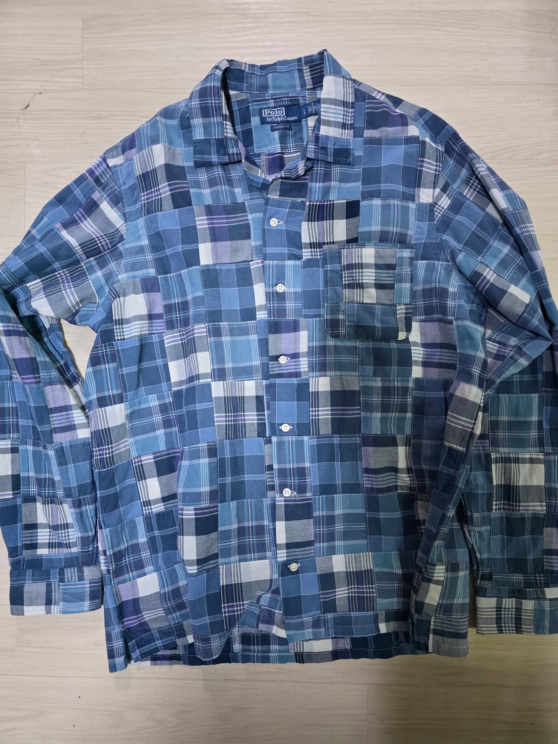 폴로 패치워크 캠프 셔츠 L 블루 상품이미지1