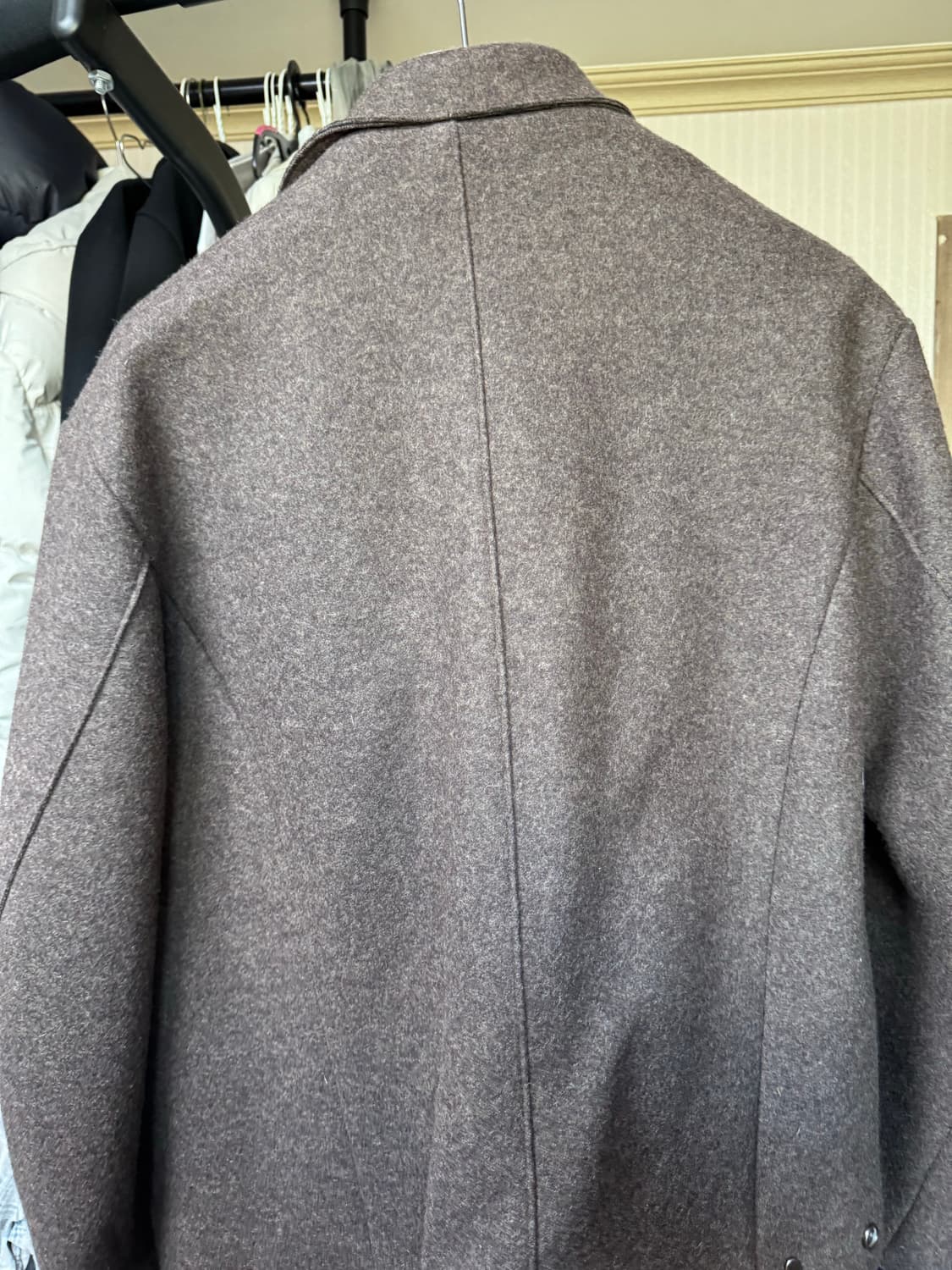 쿠어 컷오프 울 쇼트 블루종 멜란지브라운 S사이즈 상품이미지2