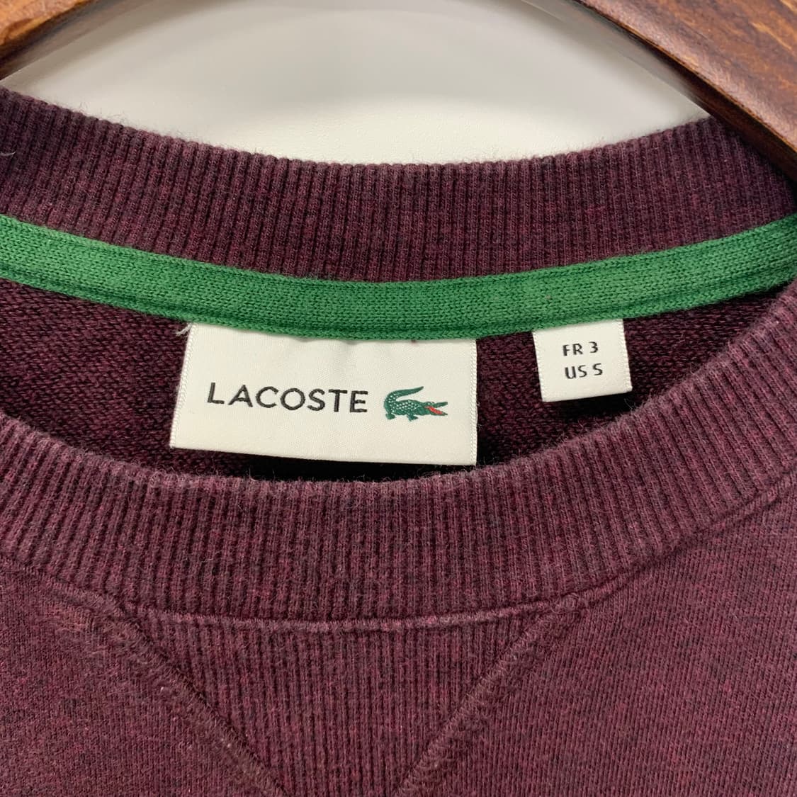 라코스테 빅로고 버건디 맨투맨 상품이미지5