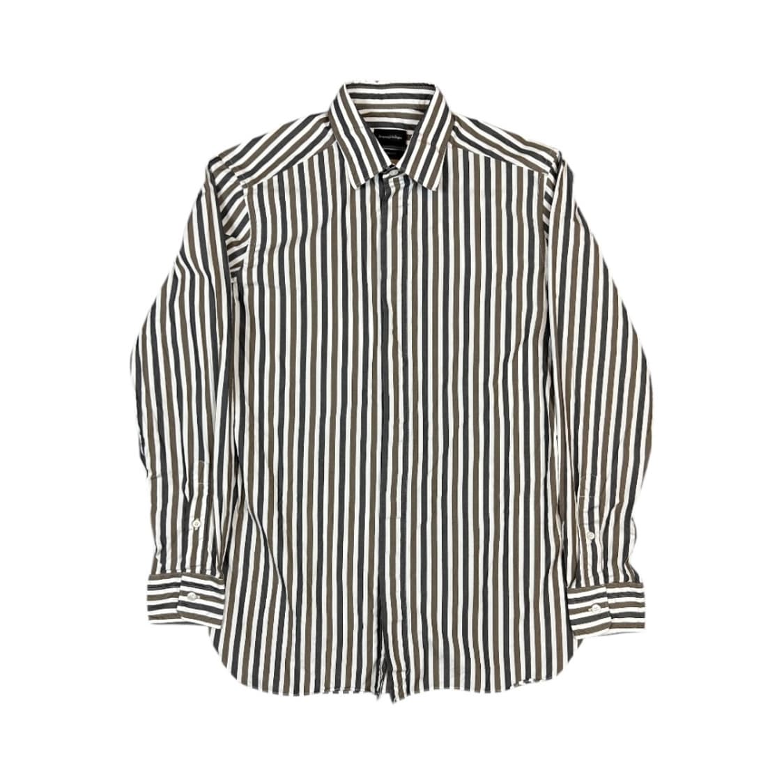 (M) 에르메냐질도 제냐 실크혼방 히든버튼 스트라이프 셔츠 TS-015 상품이미지1