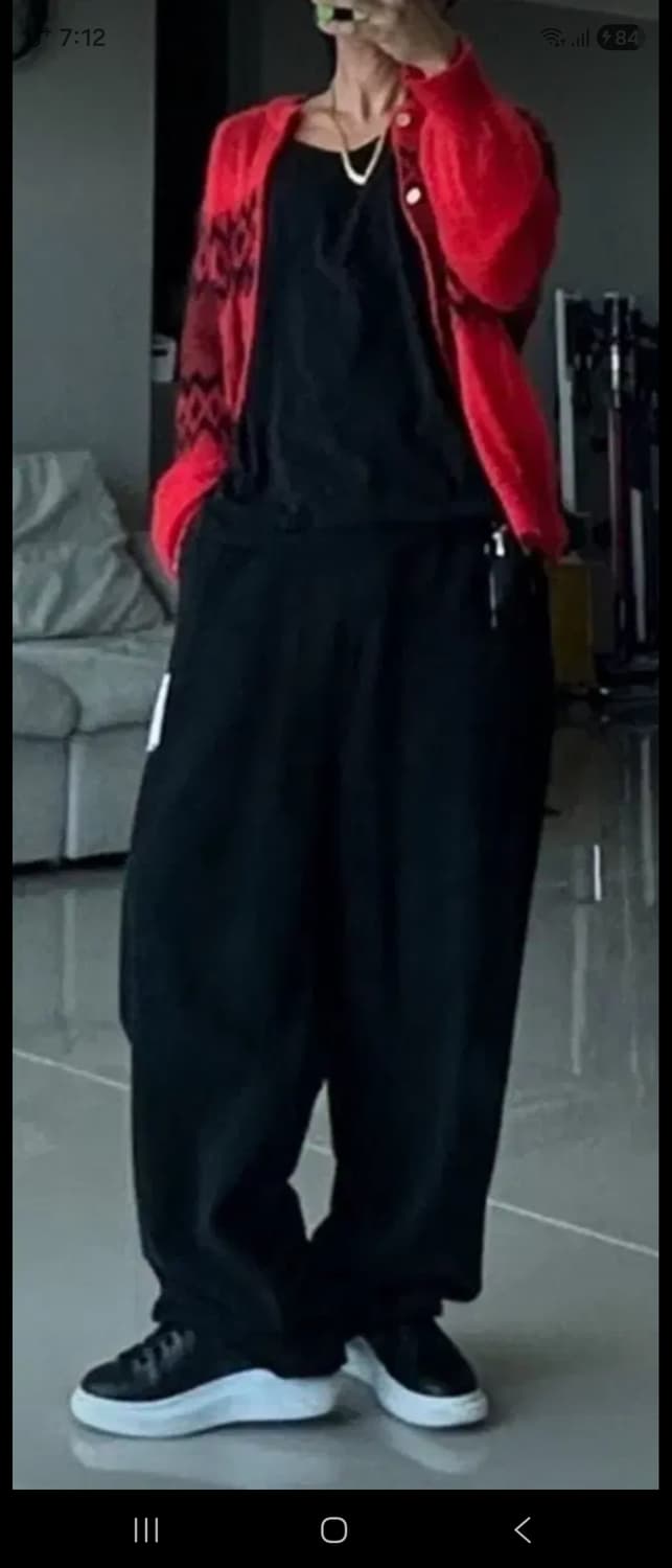 시착사진있음)"마리아노" 모헤어 패턴 가디건(L) 레드 팝니다 상품이미지5