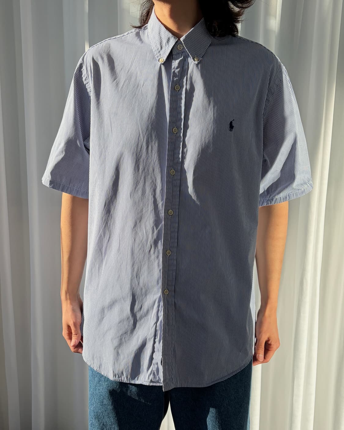 [XL]폴로 랄프로렌 포플린 스트라이프 반팔 셔츠 상품이미지3