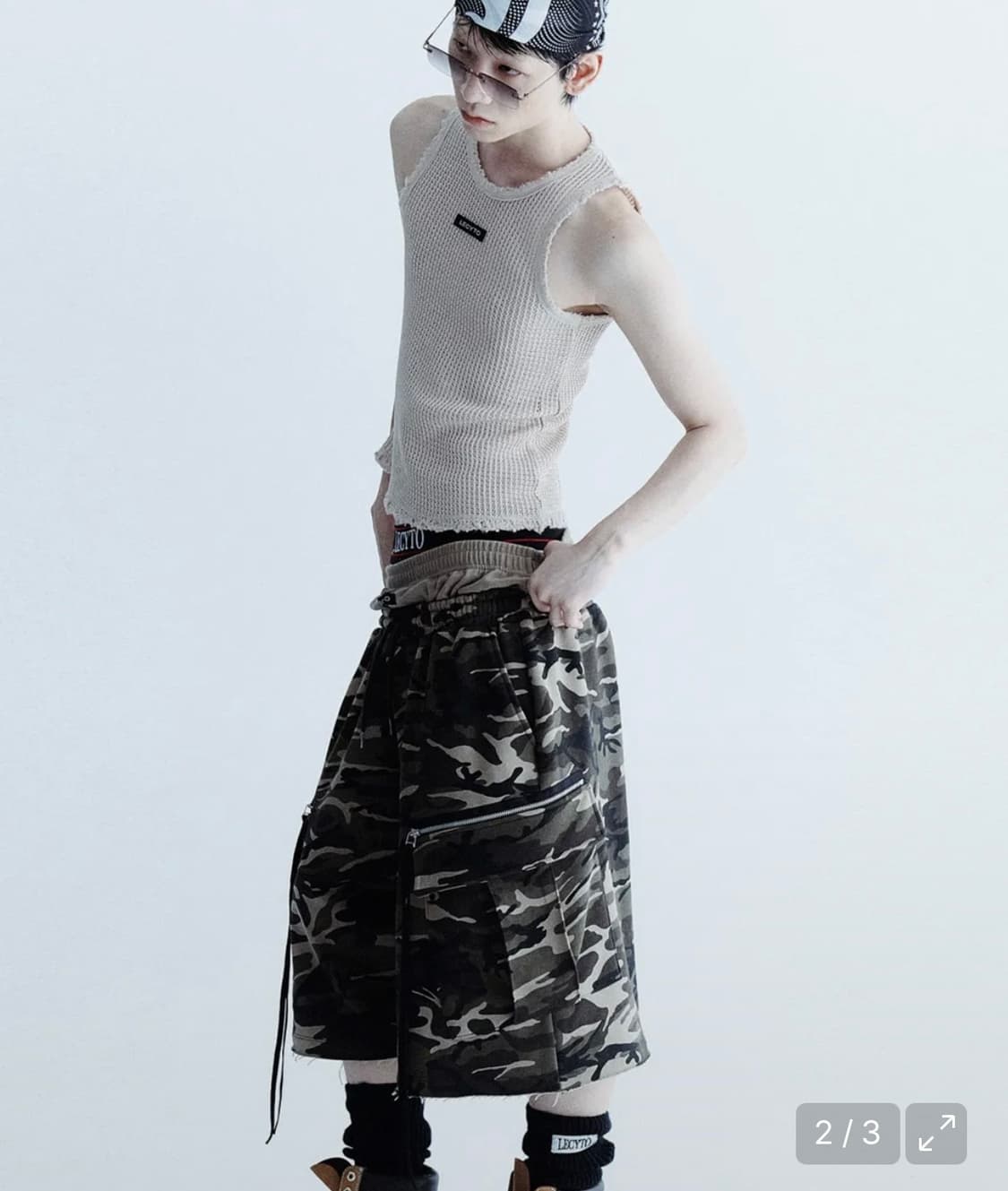 레씨토 LECYTO 레이어드 카모 버뮤다 팬츠 상품이미지2