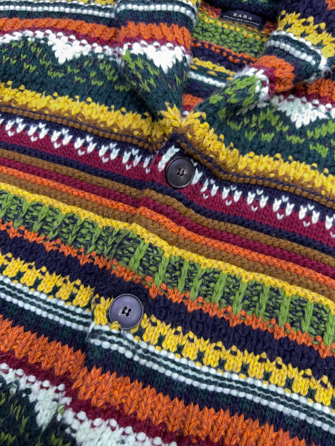 자라 에스닉 배색 니트 스웨터 가디건 M 상품이미지6