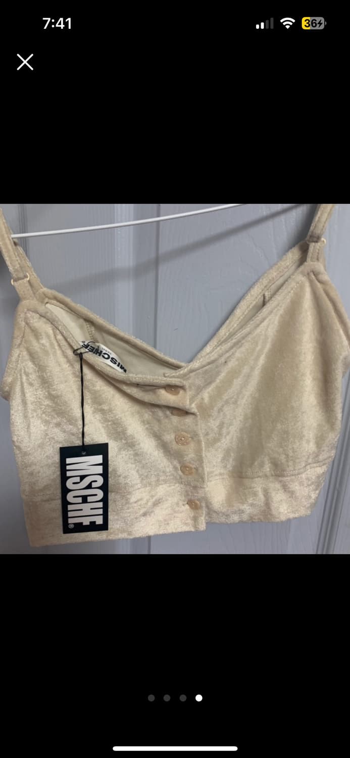 미스치프 벨벳 크롭 뷔스티에 베이지 상품이미지3